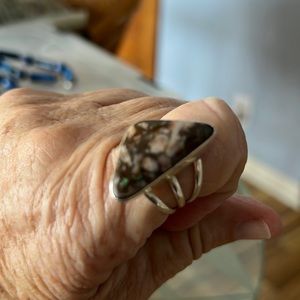 BROWN BUFFALO TURQUOISE RING Size 9, Sterling Silver setting